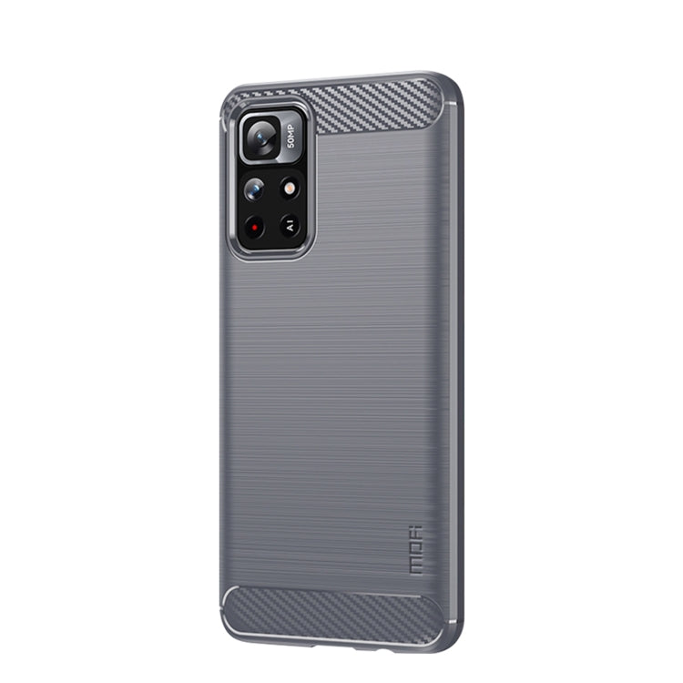 For Xiaomi Redmi Note11 / Poco M4 Pro 5G MOFI Gentleness Series Brushed Texture Carbon Fiber Soft TPU Phone Case(Gray) - Xiaomi Cases by MOFI | Online Shopping South Africa | PMC Jewellery