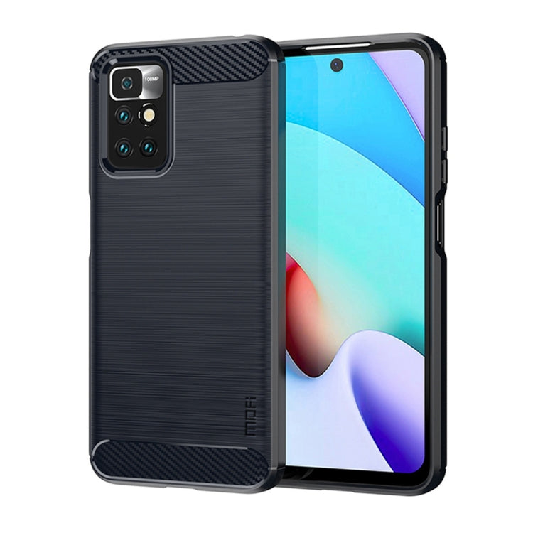 For Xiaomi Redmi 10 / 10 Prime MOFI Gentleness Series Brushed Texture Carbon Fiber Soft TPU Phone Case(Blue) - Xiaomi Cases by MOFI | Online Shopping South Africa | PMC TechLife