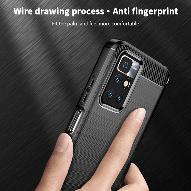 For Xiaomi Redmi 10 / 10 Prime MOFI Gentleness Series Brushed Texture Carbon Fiber Soft TPU Phone Case(Blue) - Xiaomi Cases by MOFI | Online Shopping South Africa | PMC TechLife