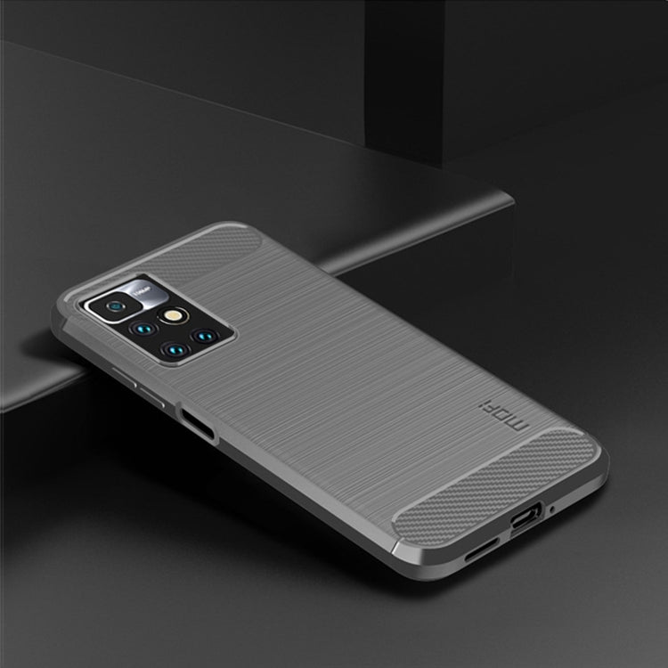 For Xiaomi Redmi 10 / 10 Prime MOFI Gentleness Series Brushed Texture Carbon Fiber Soft TPU Phone Case(Gray) - Xiaomi Cases by MOFI | Online Shopping South Africa | PMC TechLife | Buy Now Pay Later Mobicred