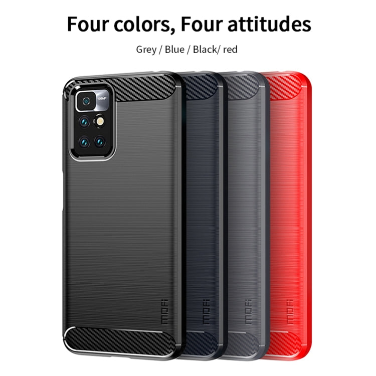 For Xiaomi Redmi 10 / 10 Prime MOFI Gentleness Series Brushed Texture Carbon Fiber Soft TPU Phone Case(Red) - Xiaomi Cases by MOFI | Online Shopping South Africa | PMC TechLife