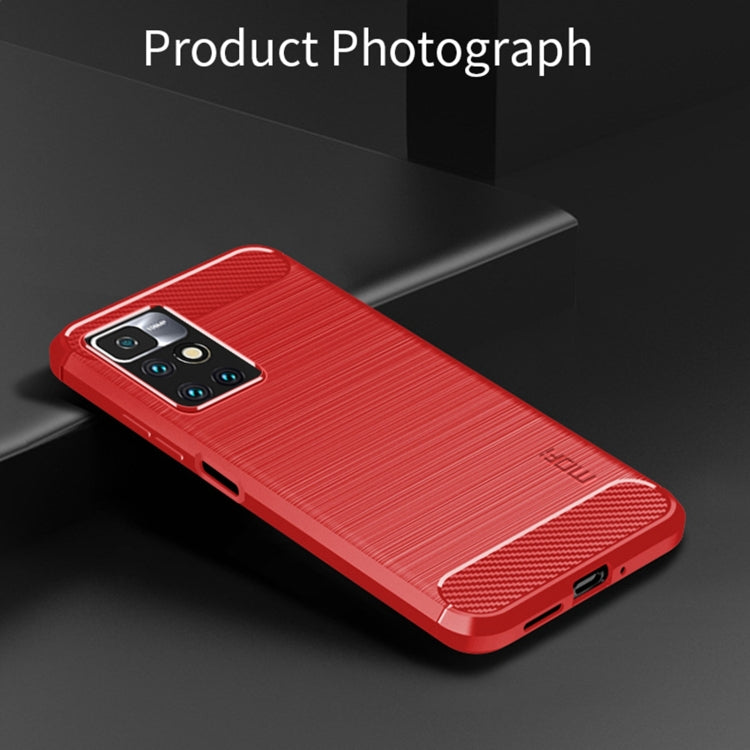 For Xiaomi Redmi 10 / 10 Prime MOFI Gentleness Series Brushed Texture Carbon Fiber Soft TPU Phone Case(Red) - Xiaomi Cases by MOFI | Online Shopping South Africa | PMC Jewellery