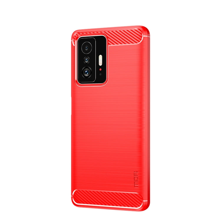 For Xiaomi Mi 11T / 11T Pro MOFI Gentleness Series Brushed Texture Carbon Fiber Soft TPU Phone Case(Red) - Xiaomi Cases by MOFI | Online Shopping South Africa | PMC Jewellery