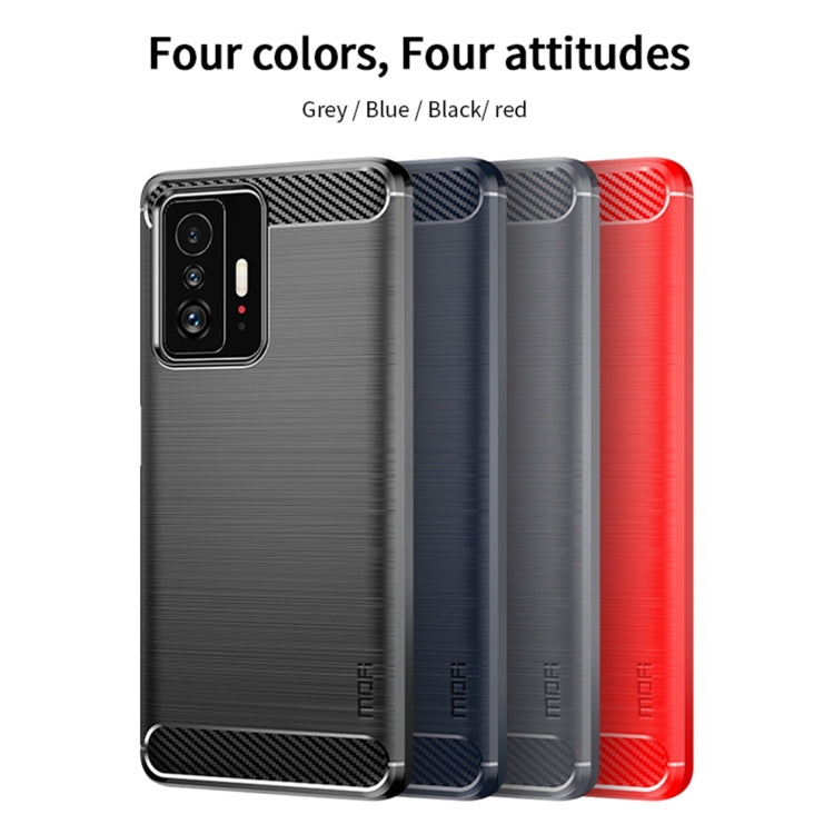 For Xiaomi Mi 11T / 11T Pro MOFI Gentleness Series Brushed Texture Carbon Fiber Soft TPU Phone Case(Red) - Xiaomi Cases by MOFI | Online Shopping South Africa | PMC TechLife