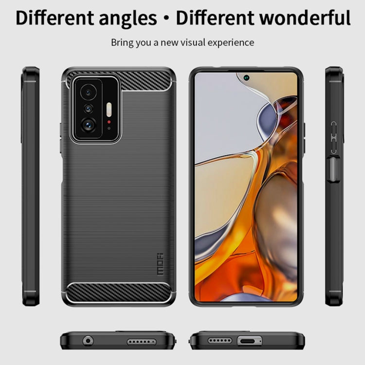For Xiaomi Mi 11T / 11T Pro MOFI Gentleness Series Brushed Texture Carbon Fiber Soft TPU Phone Case(Red) - Xiaomi Cases by MOFI | Online Shopping South Africa | PMC TechLife