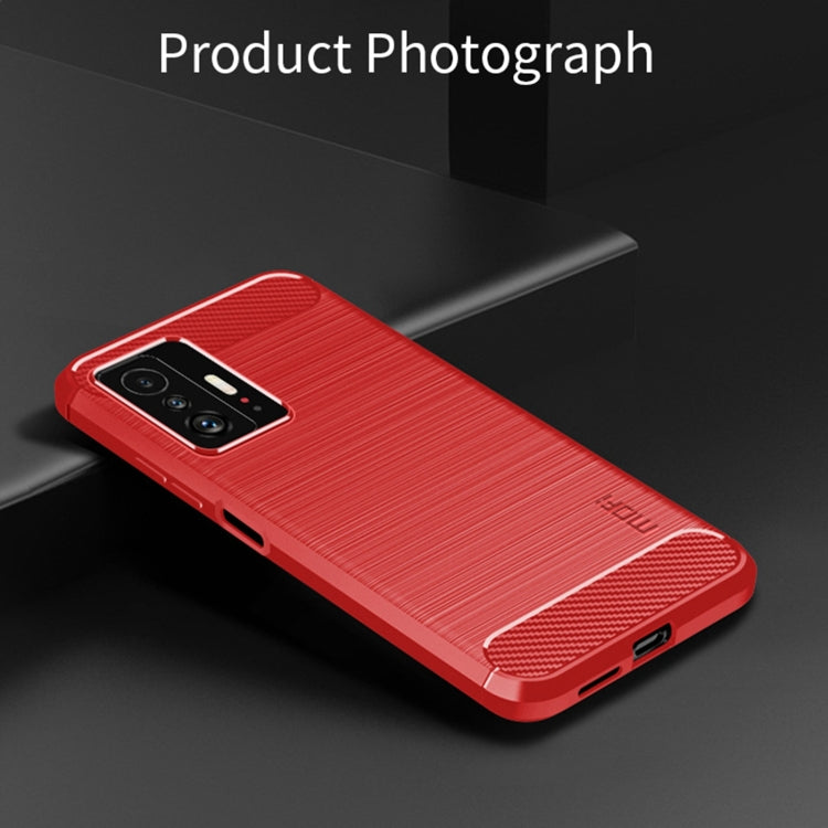 For Xiaomi Mi 11T / 11T Pro MOFI Gentleness Series Brushed Texture Carbon Fiber Soft TPU Phone Case(Red) - Xiaomi Cases by MOFI | Online Shopping South Africa | PMC TechLife