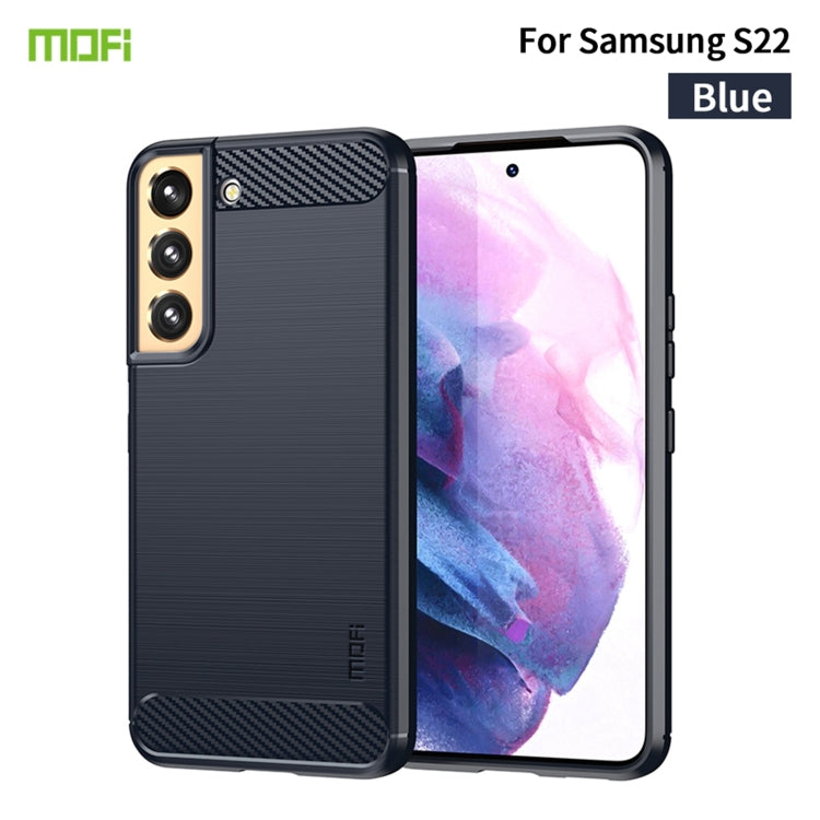 For Samsung Galaxy S22 5G MOFI Gentleness Series Brushed Texture Carbon Fiber Soft TPU Case(Blue) - free shipping - PMC TechLife - Order now!