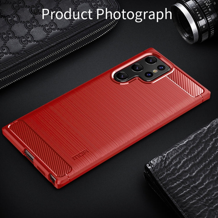 For Samsung Galaxy S22 Ultra 5G MOFI Gentleness Series Brushed Texture Carbon Fiber Soft TPU Case(Red) - Galaxy S22 Ultra 5G Cases by MOFI | Online Shopping South Africa | PMC TechLife | Buy Now Pay Later Mobicred