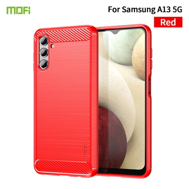 For Samsung Galaxy A13 5G MOFI Gentleness Series Brushed Texture Carbon Fiber Soft TPU Case(Red) - Galaxy Phone Cases by MOFI | Online Shopping South Africa | PMC Jewellery