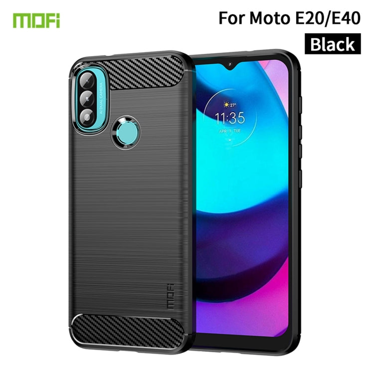 For Motorola Moto E20 / E30 / E40 MOFI Gentleness Series Brushed Texture Carbon Fiber Soft TPU Case(Black) - Motorola Cases by MOFI | Online Shopping South Africa | PMC Jewellery