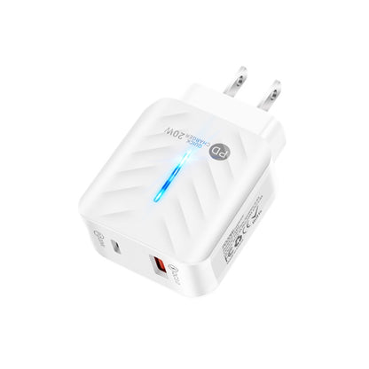 PD03 20W Type-C + QC3.0 USB Charger with Indicator Light, US Plug(White) - USB Charger by PMC Jewellery | Online Shopping South Africa | PMC Jewellery | Buy Now Pay Later Mobicred