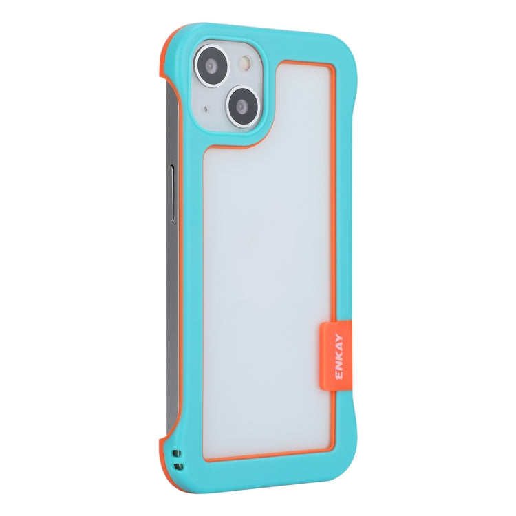 For iPhone 13 ENKAY Frameless Hollow Shockproof PC Case(Blue) - iPhone 13 Cases by ENKAY | Online Shopping South Africa | PMC Jewellery | Buy Now Pay Later Mobicred