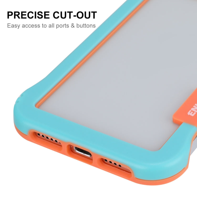 For iPhone 12 Pro Max ENKAY Frameless Hollow Shockproof PC Case(Blue) - iPhone 12 Pro Max Cases by ENKAY | Online Shopping South Africa | PMC Jewellery | Buy Now Pay Later Mobicred