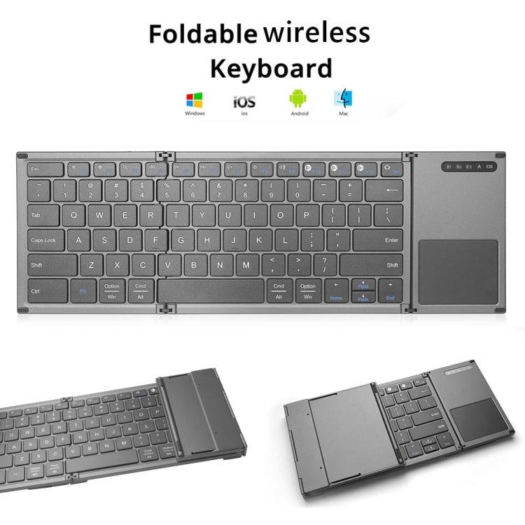 B066S Multi-function Ultra-thin Mini Wireless Three Fold Bluetooth Keyboard - Wireless Keyboard by PMC Jewellery | Online Shopping South Africa | PMC Jewellery | Buy Now Pay Later Mobicred