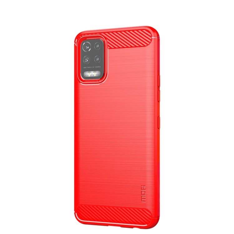 For LG K52 / K62 / K62+ / Q52 / Q62  MOFI Gentleness Brushed Carbon Fiber Soft TPU Case(Red) - LG by MOFI | Online Shopping South Africa | PMC Jewellery