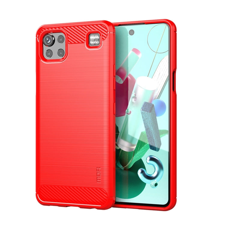 For LG K92 MOFI Gentleness Brushed Carbon Fiber Soft TPU Case(Red) - LG by MOFI | Online Shopping South Africa | PMC Jewellery