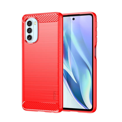 For Motorola Moto G51  5G MOFI Gentleness Brushed Carbon Fiber Soft TPU Case(Red) - Motorola Cases by MOFI | Online Shopping South Africa | PMC Jewellery