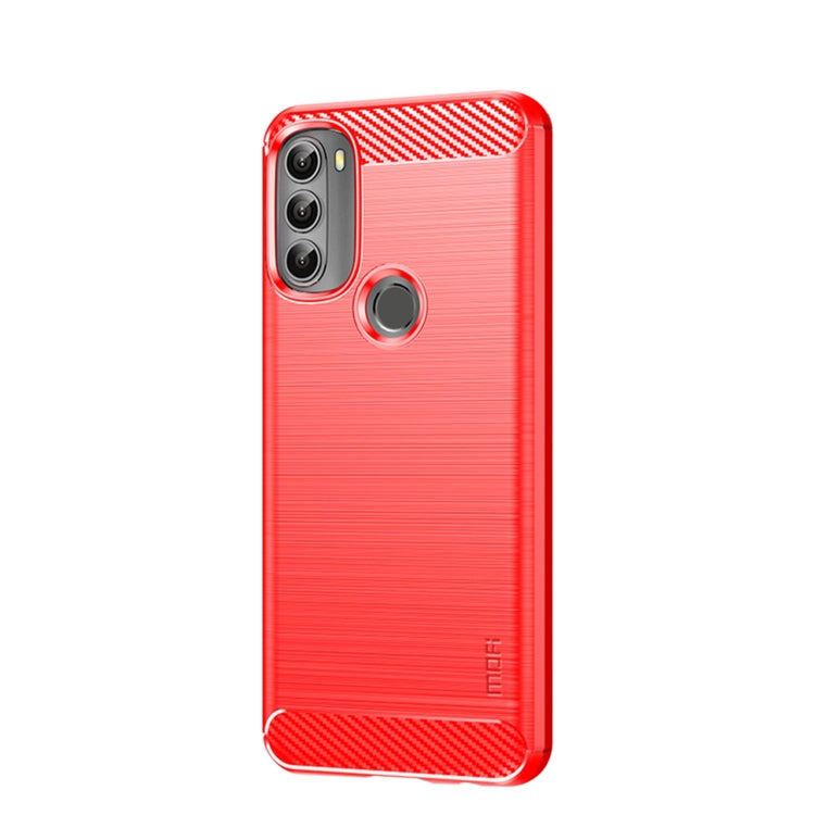 For Motorola Moto G71 5G MOFI Gentleness Brushed Carbon Fiber Soft TPU Case(Red) - Motorola Cases by MOFI | Online Shopping South Africa | PMC Jewellery