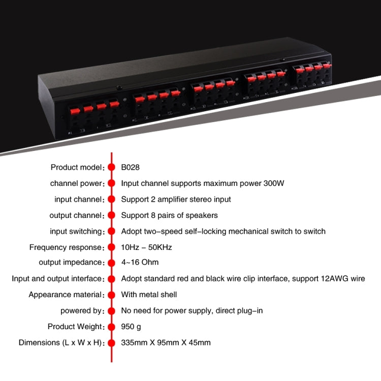 100W 2 In 8 Out Power Amplifier Loudspeaker Box Switcher -  by PMC Jewellery | Online Shopping South Africa | PMC Jewellery | Buy Now Pay Later Mobicred