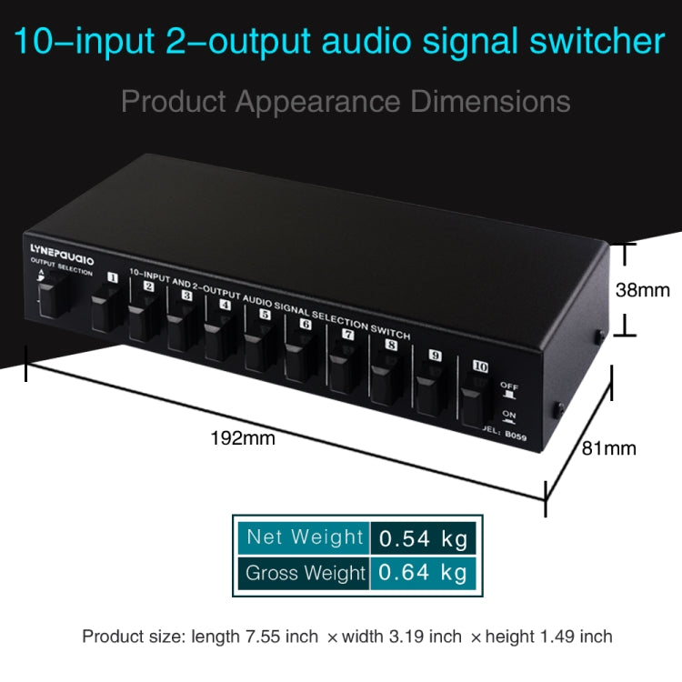 B059 10 In 2 Out / 2 In 10 Out 2-Way RCA Switch Audio Frequency Signal Select Shift Device Loudspeaker Box -  by PMC Jewellery | Online Shopping South Africa | PMC Jewellery | Buy Now Pay Later Mobicred