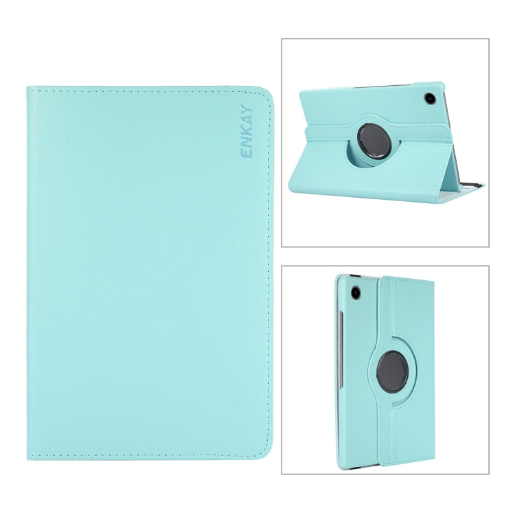 For Samsung Galaxy Tab A8 10.5 2021 X200/X205 ENKAY 360 Degree Rotation Litchi Leather Smart Case(Light Blue) - free shipping - PMc TechLife - Order now!