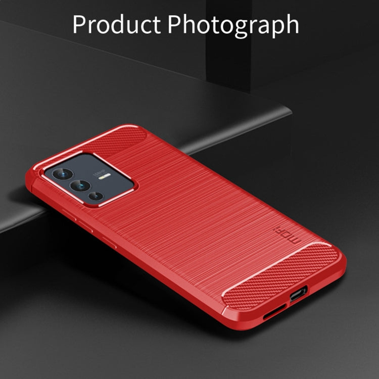 For vivo V23 5G/S12 MOFI Gentleness Series Brushed Texture Carbon Fiber Soft TPU Phone Case(Red) - vivo Cases by MOFI | Online Shopping South Africa | PMC Jewellery