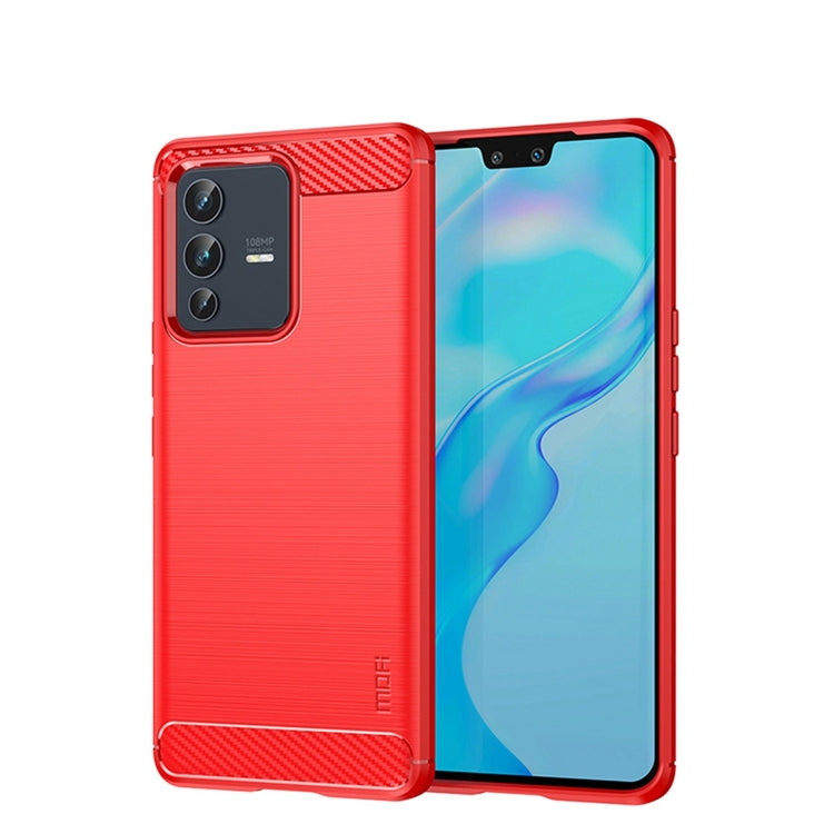 For vivo V23 Pro /S12 Pro MOFI Gentleness Series Brushed Texture Carbon Fiber Soft TPU Phone Case(Red) - vivo Cases by MOFI | Online Shopping South Africa | PMC Jewellery