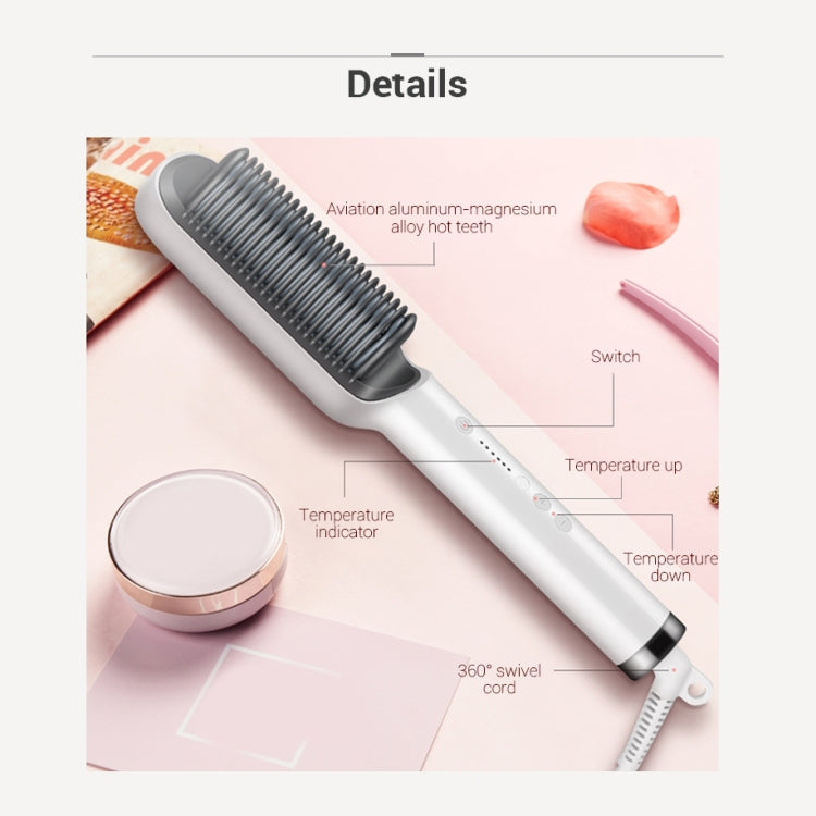 K-SKIN KD380 Hair Straightener Electric Straight Hair Curler Comb Brush PTC Heating Ceramic Straight Hair Brush, UK Plug (White) - free shipping - PMC TechLife - Order now!
