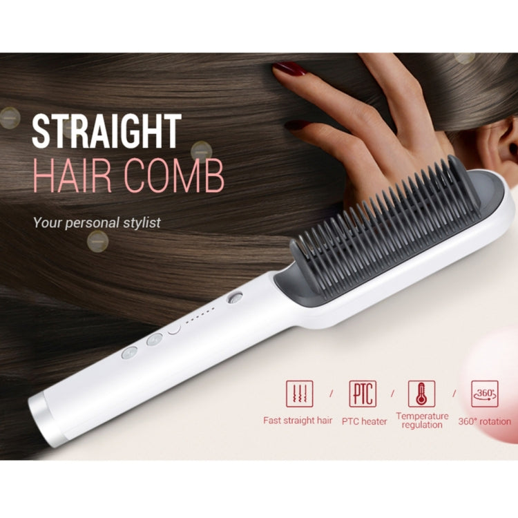 K-SKIN KD380 Hair Straightener Electric Straight Hair Curler Comb Brush PTC Heating Ceramic Straight Hair Brush, UK Plug (White) - free shipping - PMC TechLife - Order now!