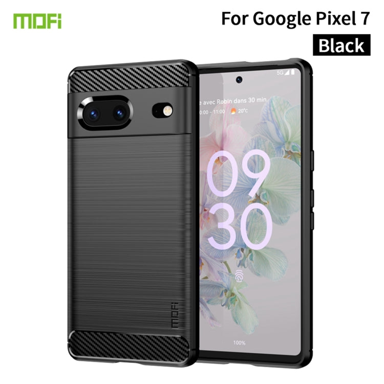 For Google pixel 7 5G MOFI Gentleness Series Brushed Texture Carbon Fiber TPU Phone Case(Black) - Google Cases by MOFI | Online Shopping South Africa | PMC Jewellery