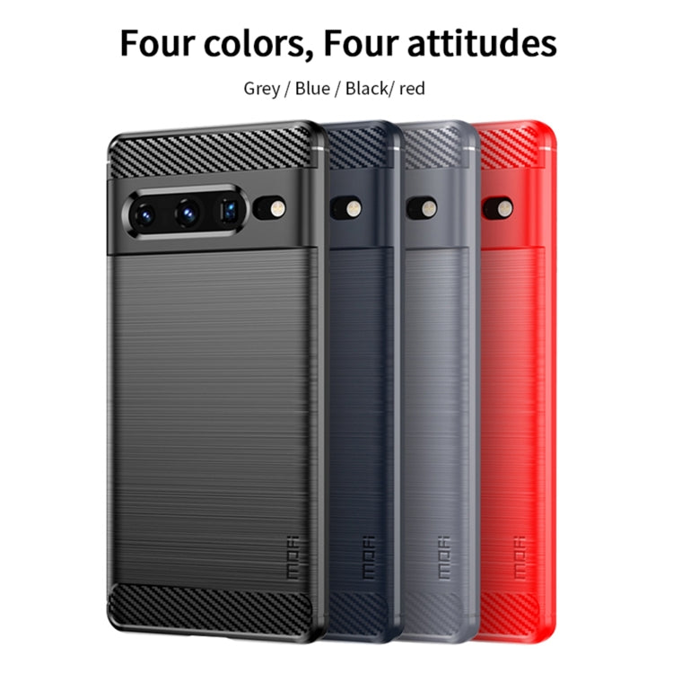 For Google pixel 7 Pro 5G MOFI Gentleness Series Brushed Texture Carbon Fiber TPU Phone Case(Gray) - Google Cases by MOFI | Online Shopping South Africa | PMC Jewellery