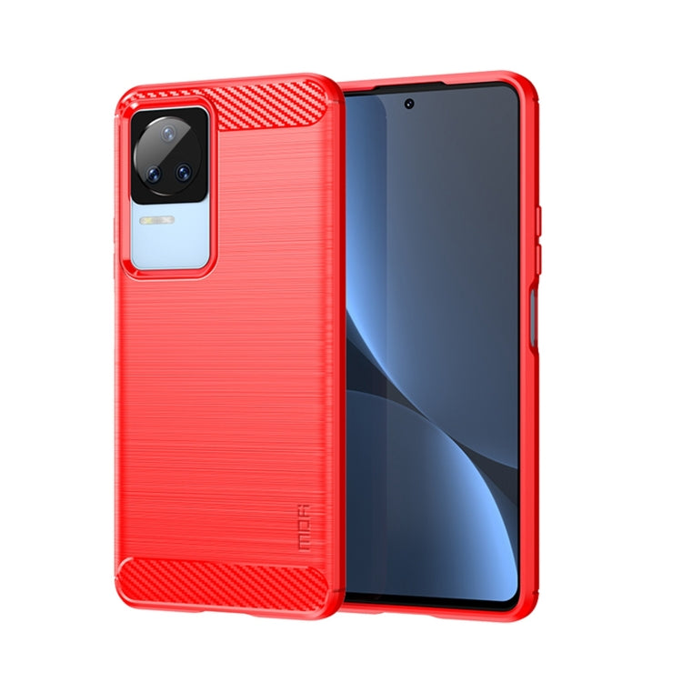 For Xiaomi Redmi K40S MOFI Gentleness Brushed Carbon Fiber Soft TPU Case(Red) - Xiaomi Cases by MOFI | Online Shopping South Africa | PMC Jewellery