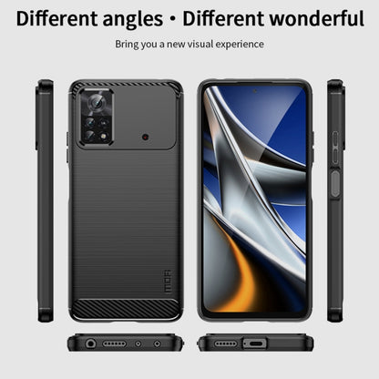 For Xiaomi Poco X4 Pro 5G MOFI Gentleness Brushed Carbon Fiber Soft TPU Case(Black) - Xiaomi Cases by MOFI | Online Shopping South Africa | PMC Jewellery