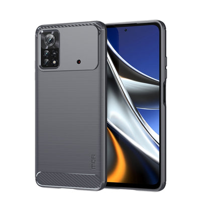 For Xiaomi Poco X4 Pro 5G MOFI Gentleness Brushed Carbon Fiber Soft TPU Case(Gray) - Xiaomi Cases by MOFI | Online Shopping South Africa | PMC Jewellery