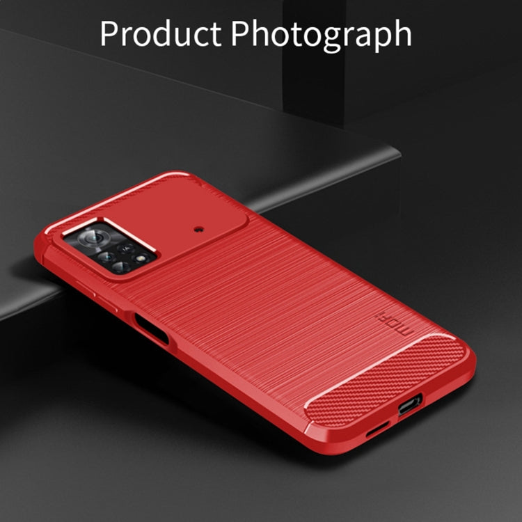 For Xiaomi Poco X4 Pro 5G MOFI Gentleness Brushed Carbon Fiber Soft TPU Case(Red) - Xiaomi Cases by MOFI | Online Shopping South Africa | PMC Jewellery