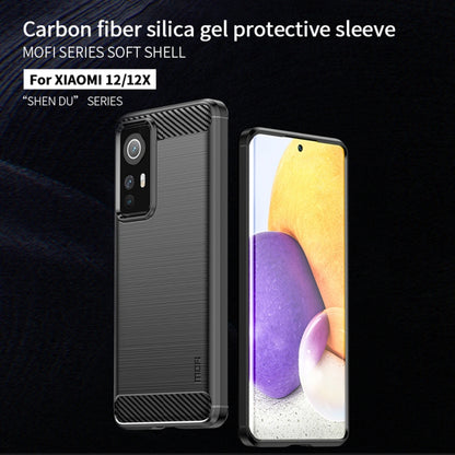 For Xiaomi 12 / 12X MOFI Gentleness Brushed Carbon Fiber Soft TPU Case(Black) - Xiaomi Cases by MOFI | Online Shopping South Africa | PMC Jewellery