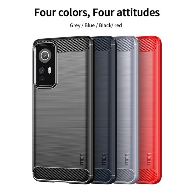 For Xiaomi 12 / 12X MOFI Gentleness Brushed Carbon Fiber Soft TPU Case(Red) - Xiaomi Cases by MOFI | Online Shopping South Africa | PMC Jewellery