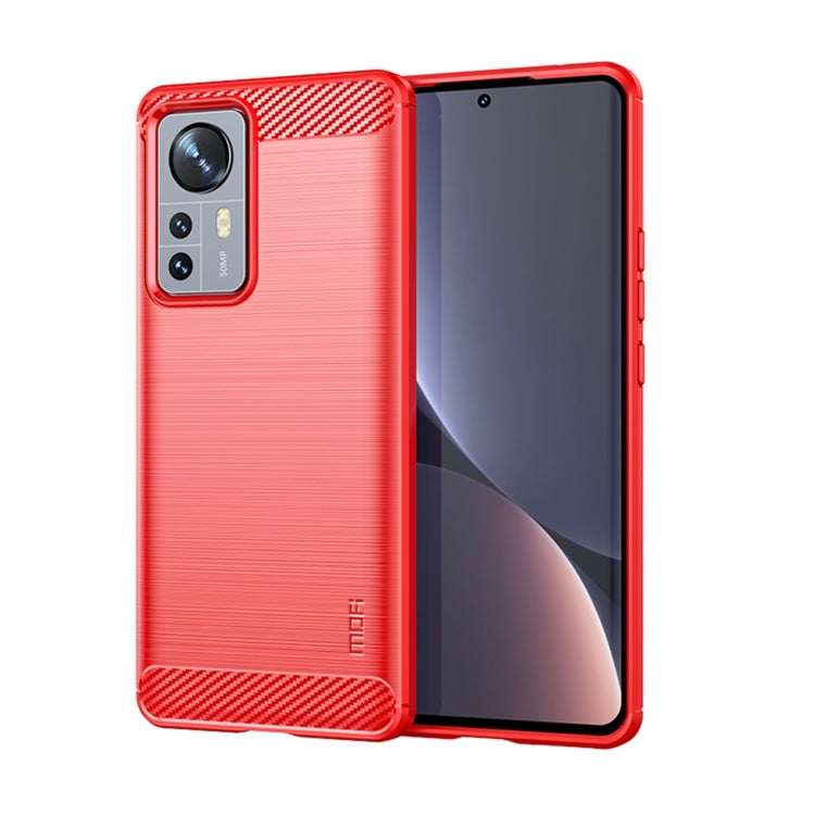 For Xiaomi 12 Pro MOFI Gentleness Brushed Carbon Fiber Soft TPU Case(Red) - Xiaomi Cases by MOFI | Online Shopping South Africa | PMC Jewellery