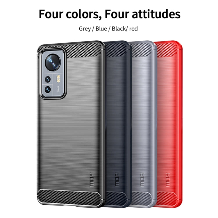 For Xiaomi 12 Pro MOFI Gentleness Brushed Carbon Fiber Soft TPU Case(Red) - Xiaomi Cases by MOFI | Online Shopping South Africa | PMC Jewellery