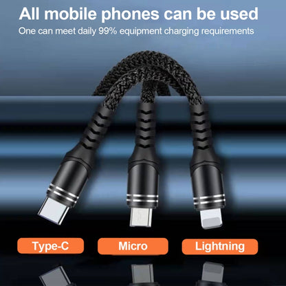 XJ-79 66W 6A 3 in 1 Type-C to 8 Pin + Type-C + Micro USB Super Flash Charging Cable, Length: 1.2m - Multifunction Cable by PMC Jewellery | Online Shopping South Africa | PMC Jewellery | Buy Now Pay Later Mobicred