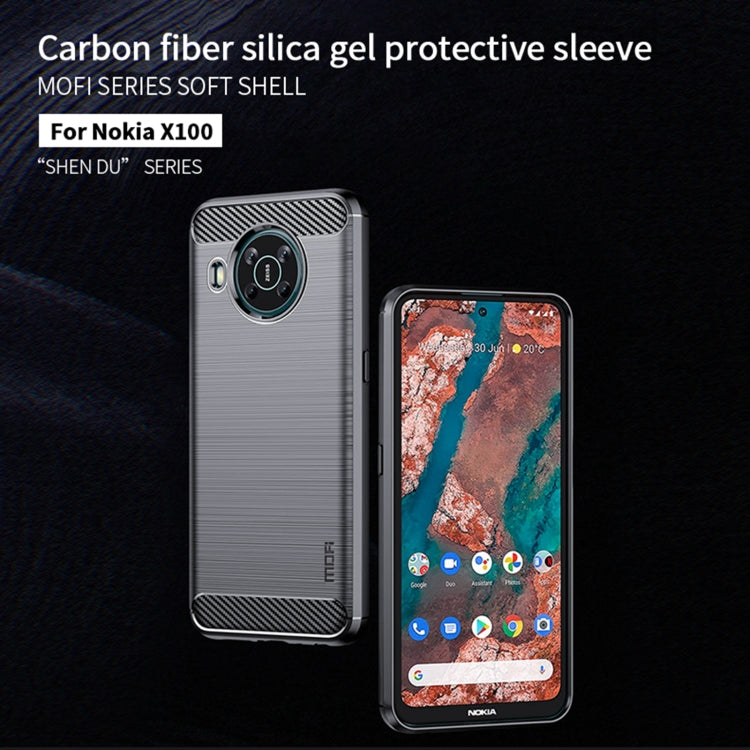 For Nokia X100 MOFI Gentleness Series Brushed Texture Carbon Fiber TPU Phone Case(Gray) - Nokia Cases by MOFI | Online Shopping South Africa | PMC Jewellery