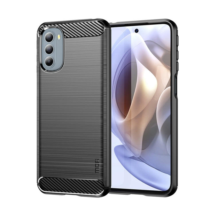 For Motorola Moto G31/G41 MOFI Gentleness Series Brushed Texture Carbon Fiber TPU Phone Case(Black) - Motorola Cases by MOFI | Online Shopping South Africa | PMC Jewellery