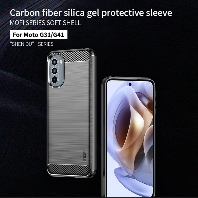 For Motorola Moto G31/G41 MOFI Gentleness Series Brushed Texture Carbon Fiber TPU Phone Case(Gray) - Motorola Cases by MOFI | Online Shopping South Africa | PMC TechLife