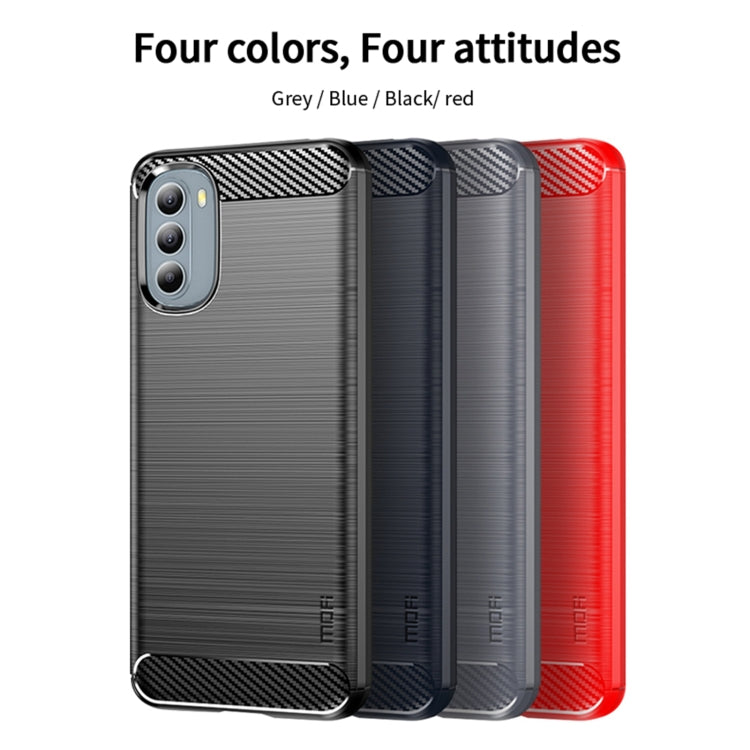 For Motorola Moto G31/G41 MOFI Gentleness Series Brushed Texture Carbon Fiber TPU Phone Case(Red) - Motorola Cases by MOFI | Online Shopping South Africa | PMC Jewellery