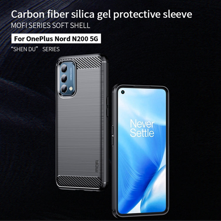 For Oneplus Nord N200 5G MOFI Gentleness Series Brushed Texture Carbon Fiber Soft TPU Phone Case(Blue) - free shipping - PMC TechLife - Order now!