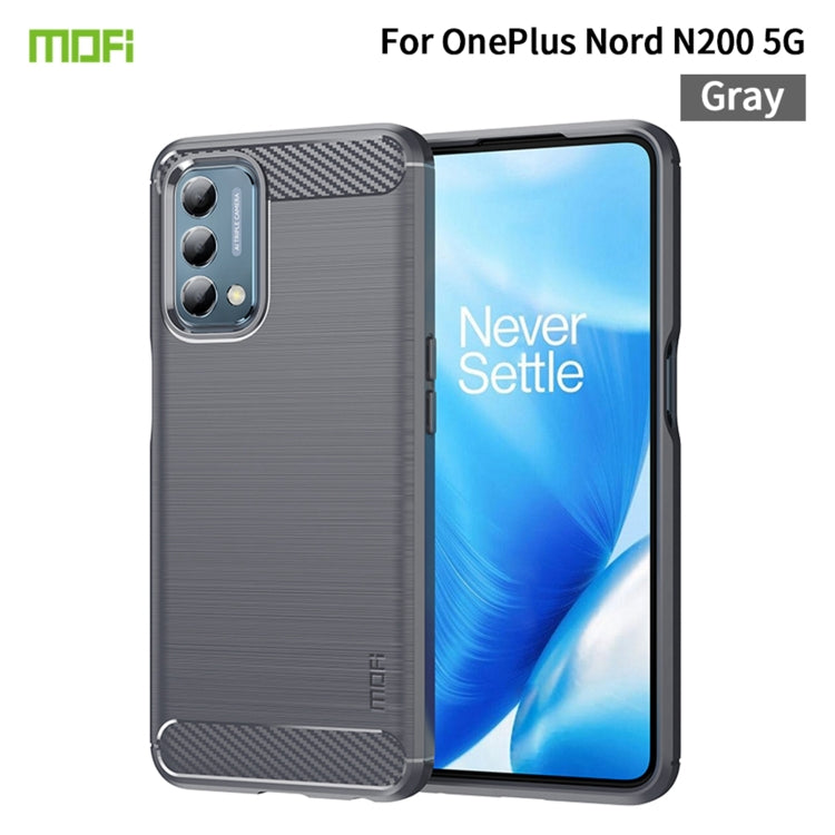 For Oneplus Nord N200 5G MOFI Gentleness Series Brushed Texture Carbon Fiber Soft TPU Phone Case(Gray) - OnePlus Cases by MOFI | Online Shopping South Africa | PMC Jewellery