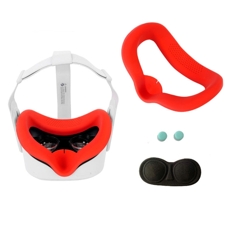 JD-391215 Suitable for Oculus Quest2 Generation VR Eye Mask Silicone Cover + Lens Cover Set(Red) - VR Accessories by PMC TechLife | Online Shopping South Africa | PMC TechLife | Buy Now Pay Later Mobicred