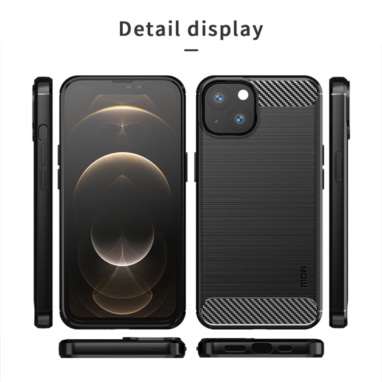 For iPhone 14 Plus MOFI Gentleness Brushed Texture Carbon Fiber TPU Phone Case  (Black) - iPhone 14 Plus Cases by MOFI | Online Shopping South Africa | PMC Jewellery