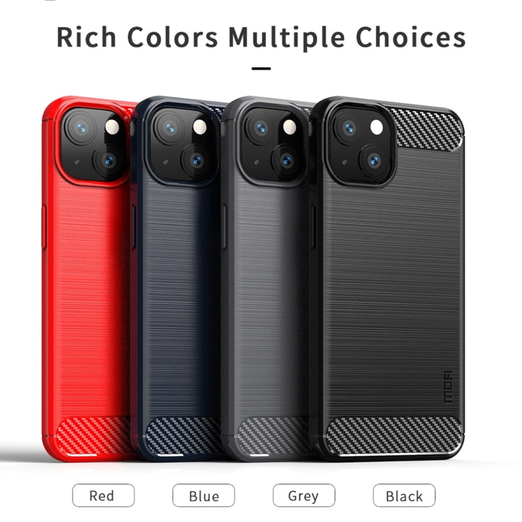 For iPhone 14 Plus MOFI Gentleness Brushed Texture Carbon Fiber TPU Phone Case  (Red) - iPhone 14 Plus Cases by MOFI | Online Shopping South Africa | PMC Jewellery