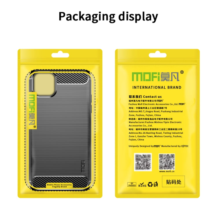 For iPhone 14 Plus MOFI Gentleness Brushed Texture Carbon Fiber TPU Phone Case  (Gray) - iPhone 14 Plus Cases by MOFI | Online Shopping South Africa | PMC TechLife